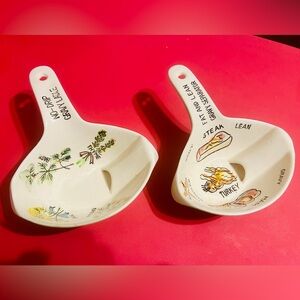 Vintage Ceramic Gravy Ladle & Separator Japan w cute graphics 2 pc Kitchen Kitch